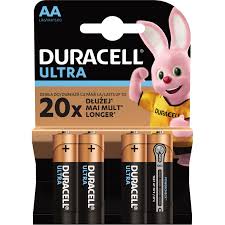 Baterii alcaline Duracell Ultra AA, 4 Buc -
