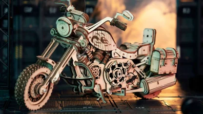 PUZZLE 3D ROBOTIME ROKR LK504 - MOTOCICLETA CRUISER, LEMN, 420 PIESE -